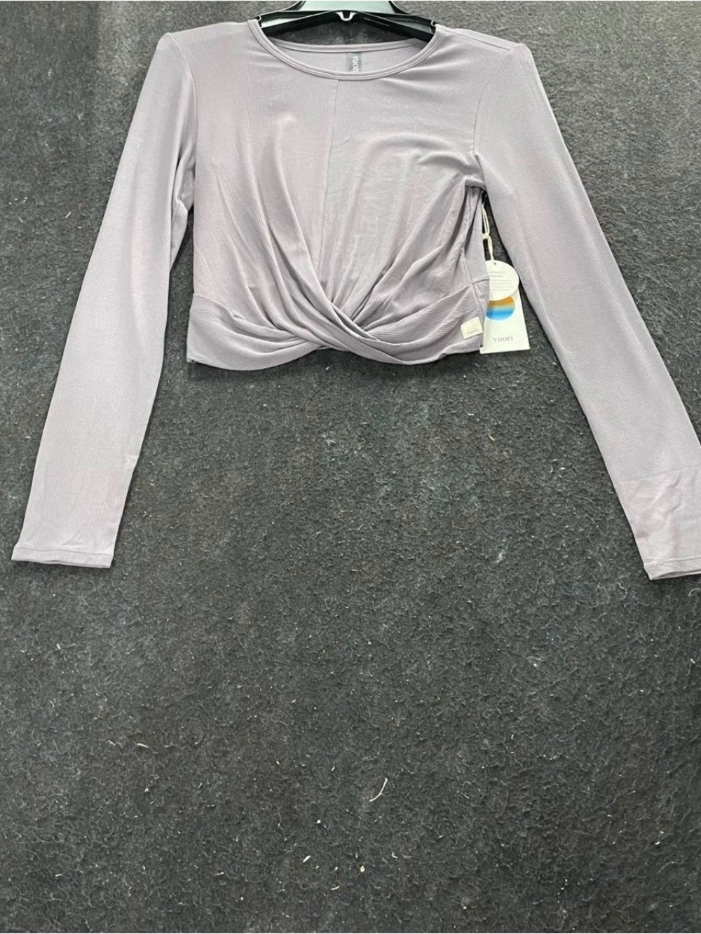 Vouri large Long-Sleeve Twist Front Crop Top color Sawyer nwt